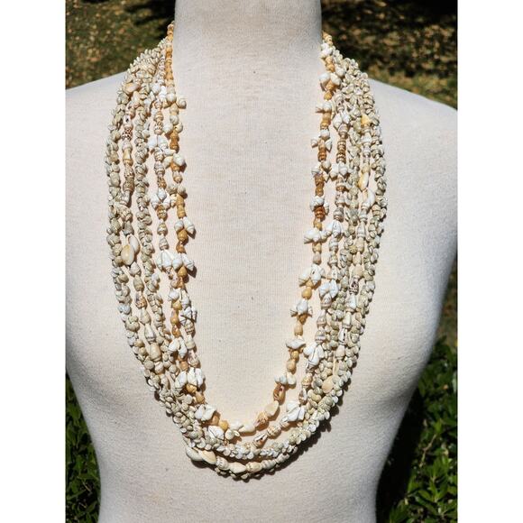 5 Seashell Beaded Necklaces Handmade Statement Set Boho Beach Girl Summer Layer - Picture 4 of 8